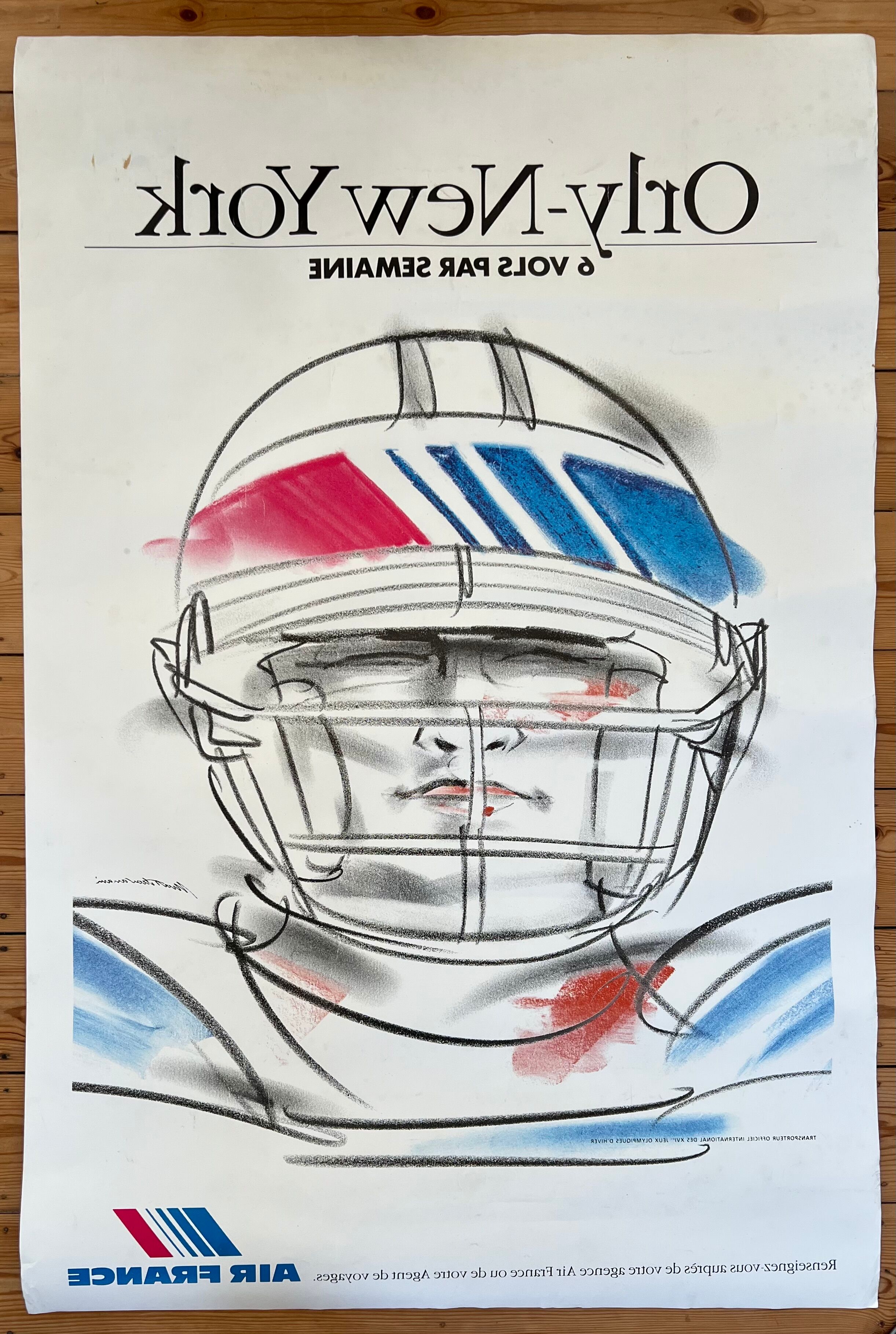 Signed; air france orly new-york poster henri matchavariani (vogue illustrator) 1992