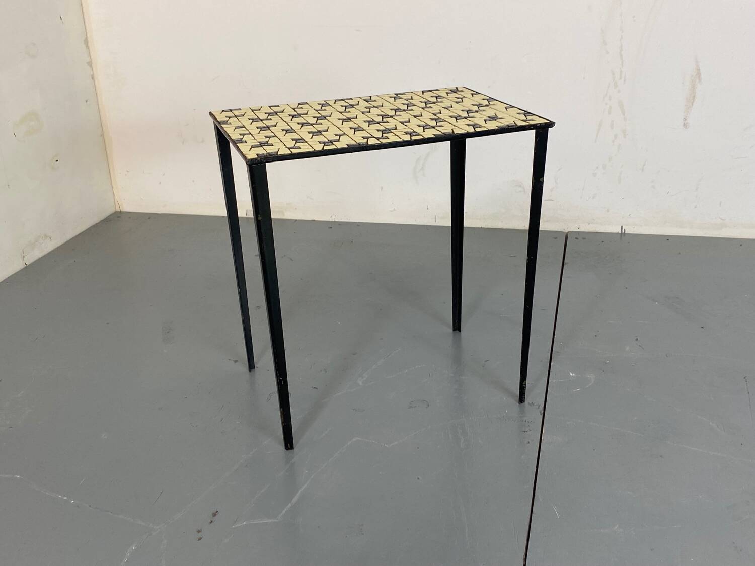 Vintage Modernist Mosaic Ceramic and Steel Side Table, 1950s