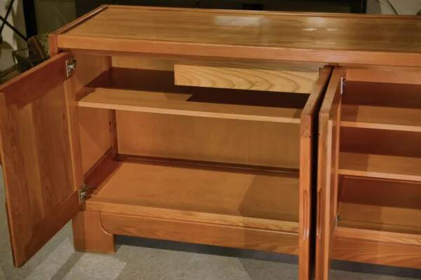 Elm wood sideboard in the style of Maison Regain, 1960s
