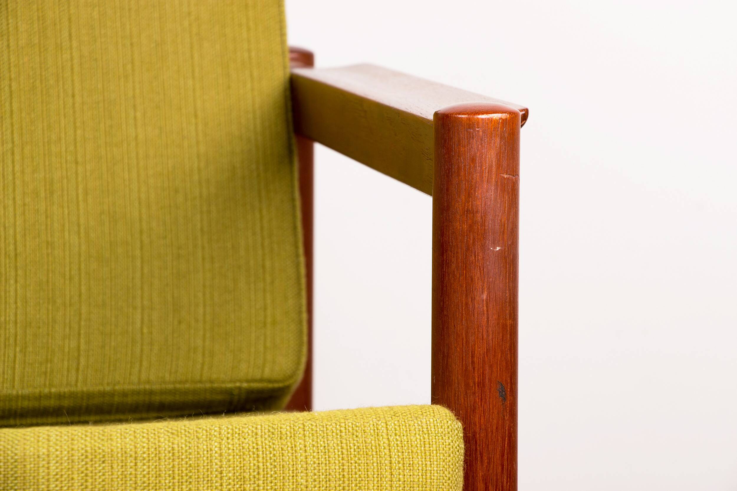 Danish Teak and fabric armchair by Børge Jensen & Sønner 1960.