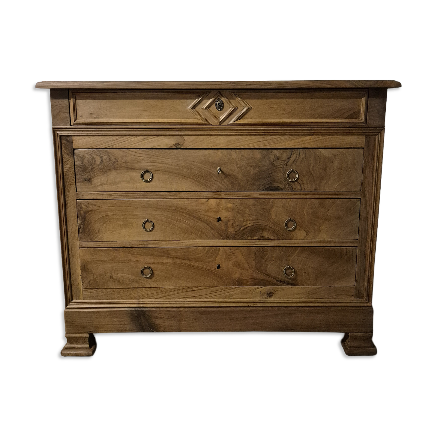 Louis-Philippe chest of drawers in solid walnut