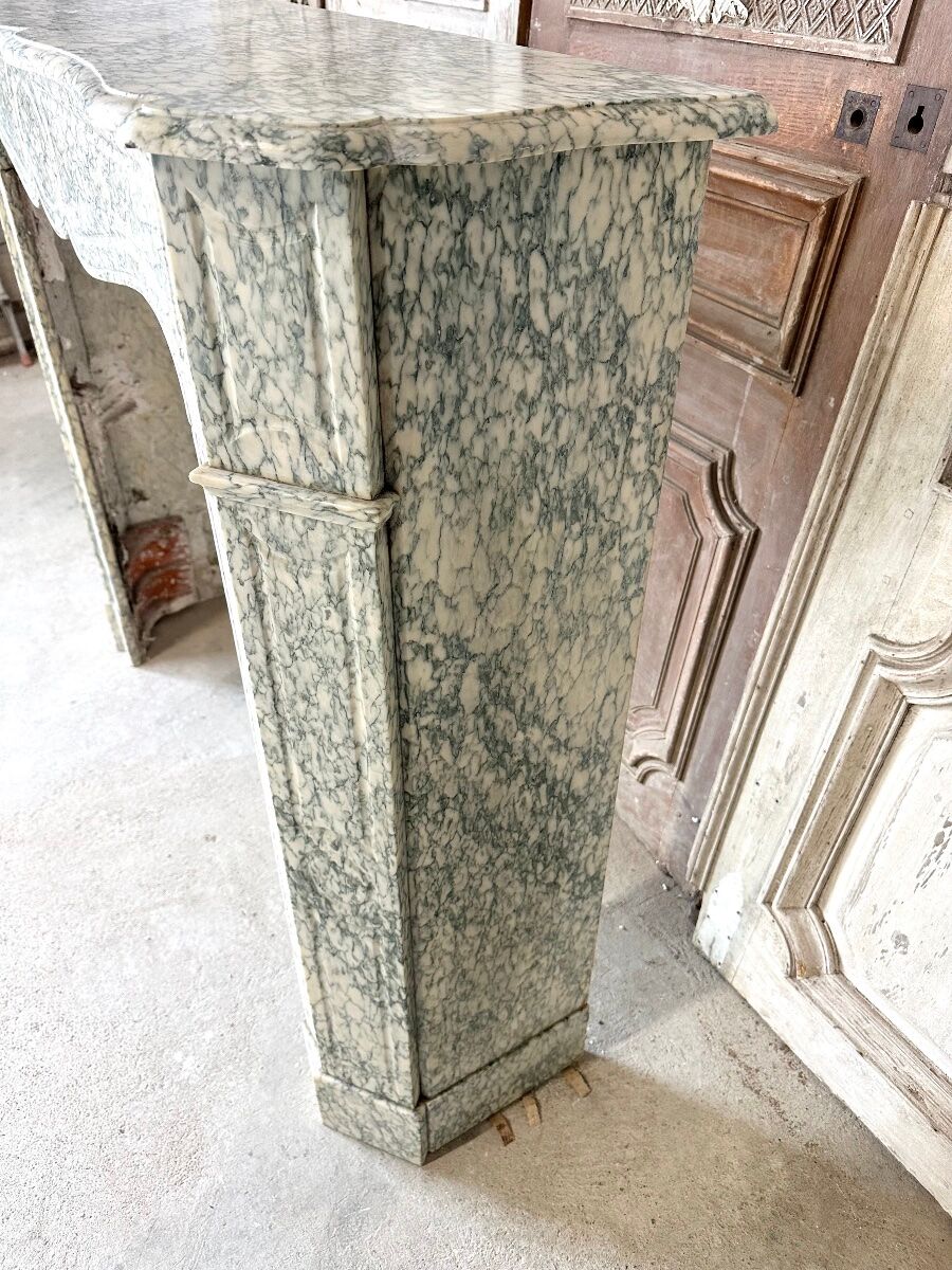 Cheminée de Louis XV pompadour circa 1900 marbre vert d’Estours