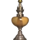 Electrified kerosene lamp art-deco- regulated silver and tinted glass with its original lampshade