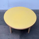 Mid-century modern yellow linoleum coffee table by Alva Aalto for Artek, Finland, 1960s.