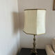 Vintage table lamp in chiselled bronze with a hexagonal shade.