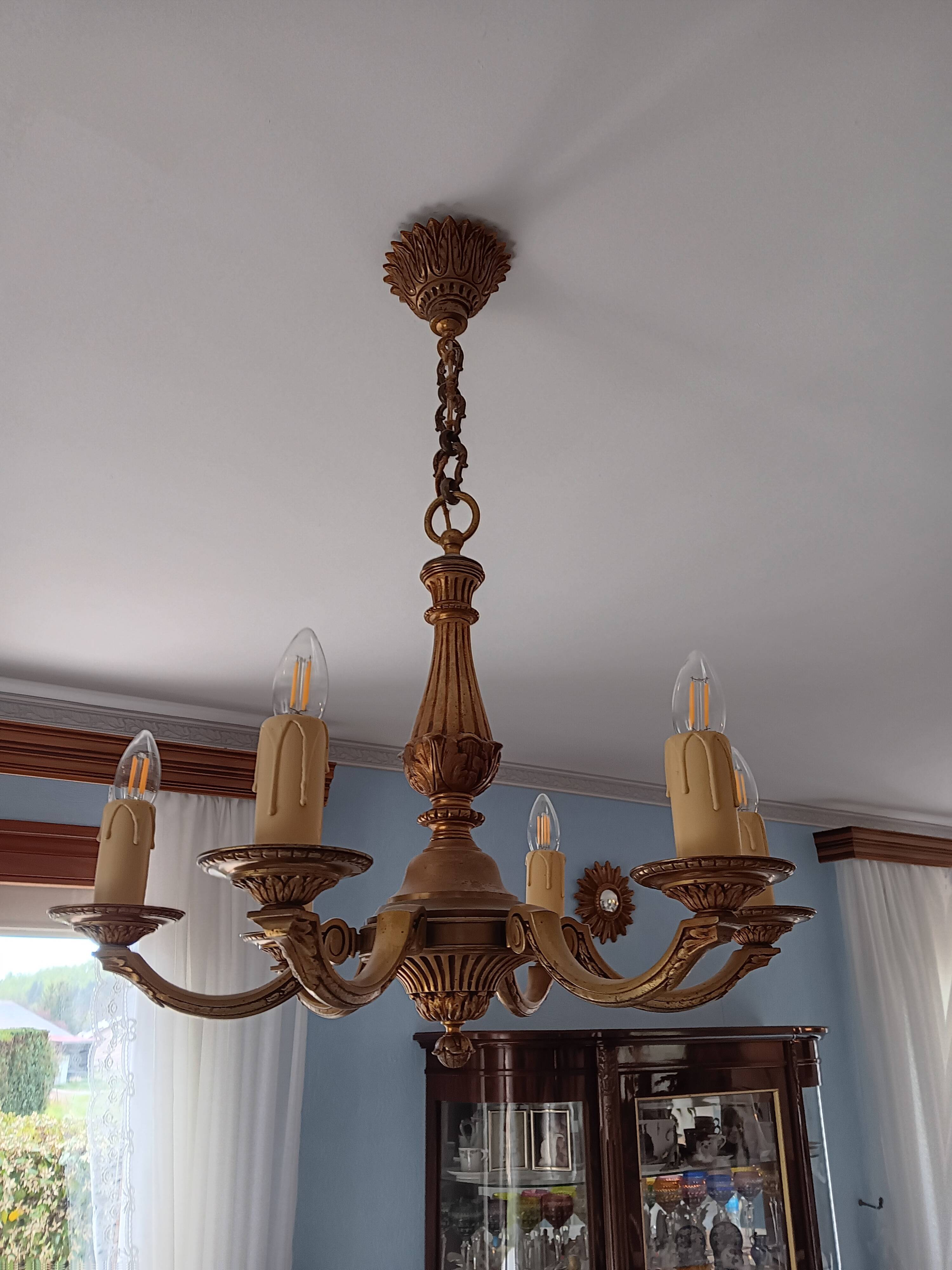 Louis XVI style bronze chandelier with 6 arms