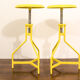 Pair of yellow lacquered metal stools, Restaurati, Italy 70's