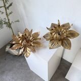 Pair of gold metal flower wall lights