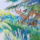 Mediterranean Garden – Original signed painting, bright landscape with a view