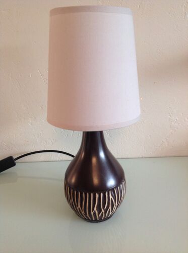 Lampe de chevet en ceramique marron vintage années 60-70