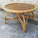 Rattan and bamboo coffee table
