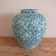 Green vase decorated with white enamels Cérart Monaco