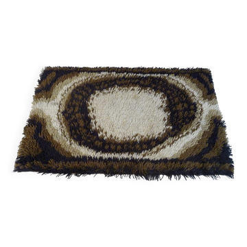 Abstract brown Scandinavian modern rug by Ege Rya, Denmark 1960s