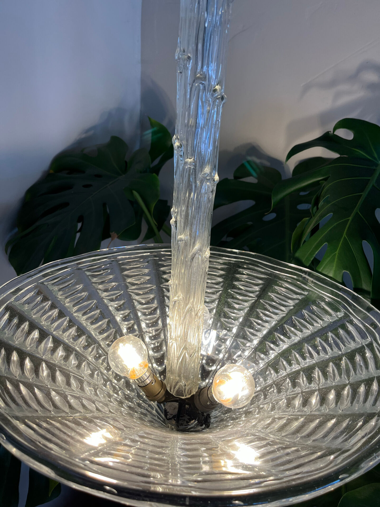 Beautiful Art Deco glass pendant.