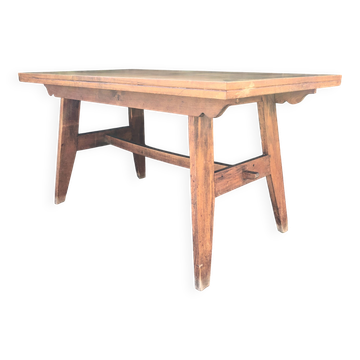 Vintage table from the era of René Gabriel reconstruction in beech.