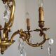 Large Heavy French Art Nouveau 6-Light Brass & Crystal Cage Chandelier