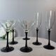 6 verres à pied noir brillant collection domino de Luminarc, vintage 1980