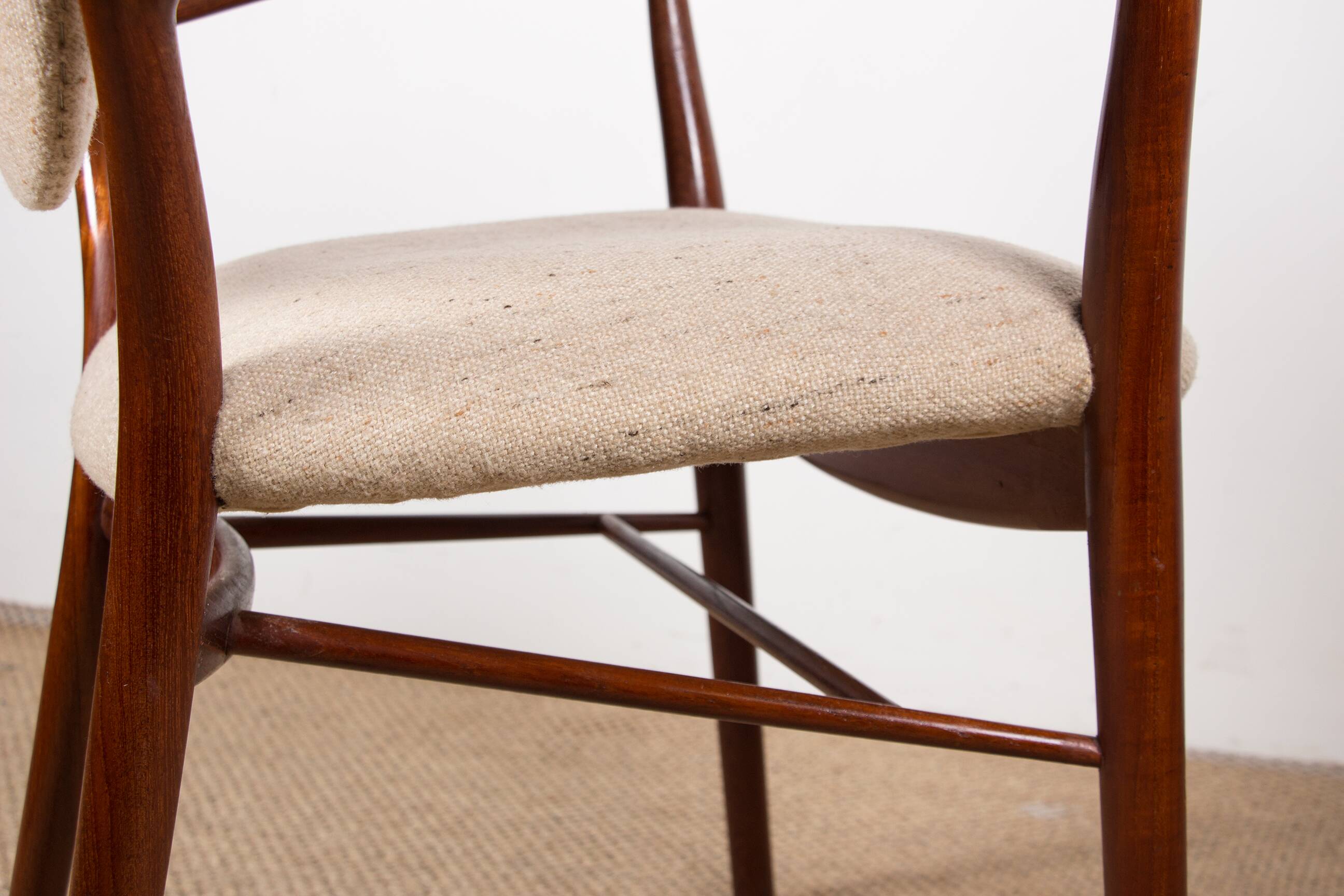 Danish teak and fabric armchair model BO-72, Finn Jhul for Bovirke 1946.
