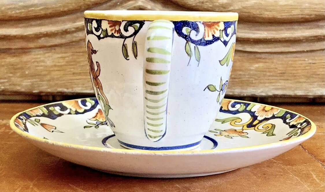 6 old Devres Fourmaintraux Rouen coffee cups Dinan model 19th century