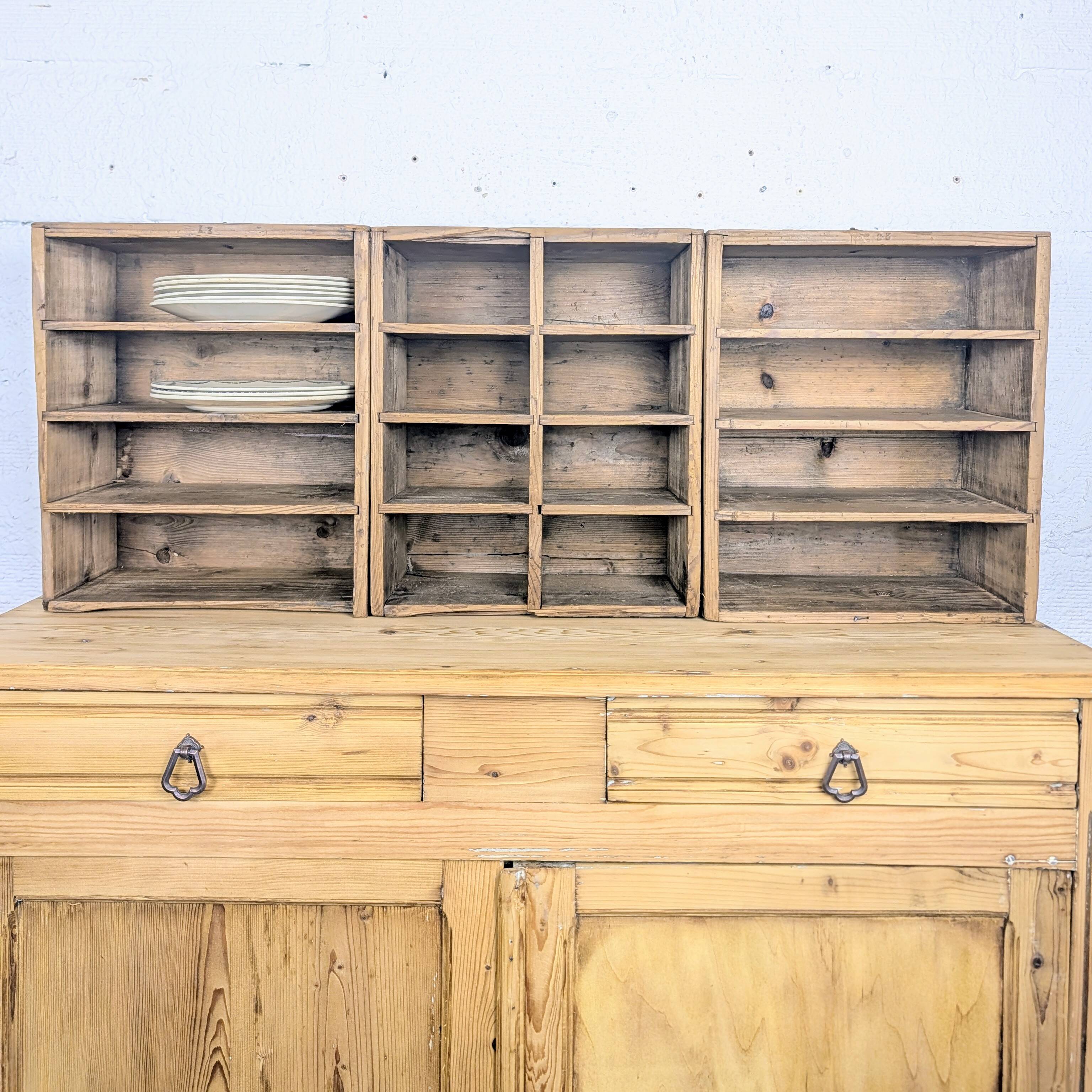 Vintage wooden lockers with compartments