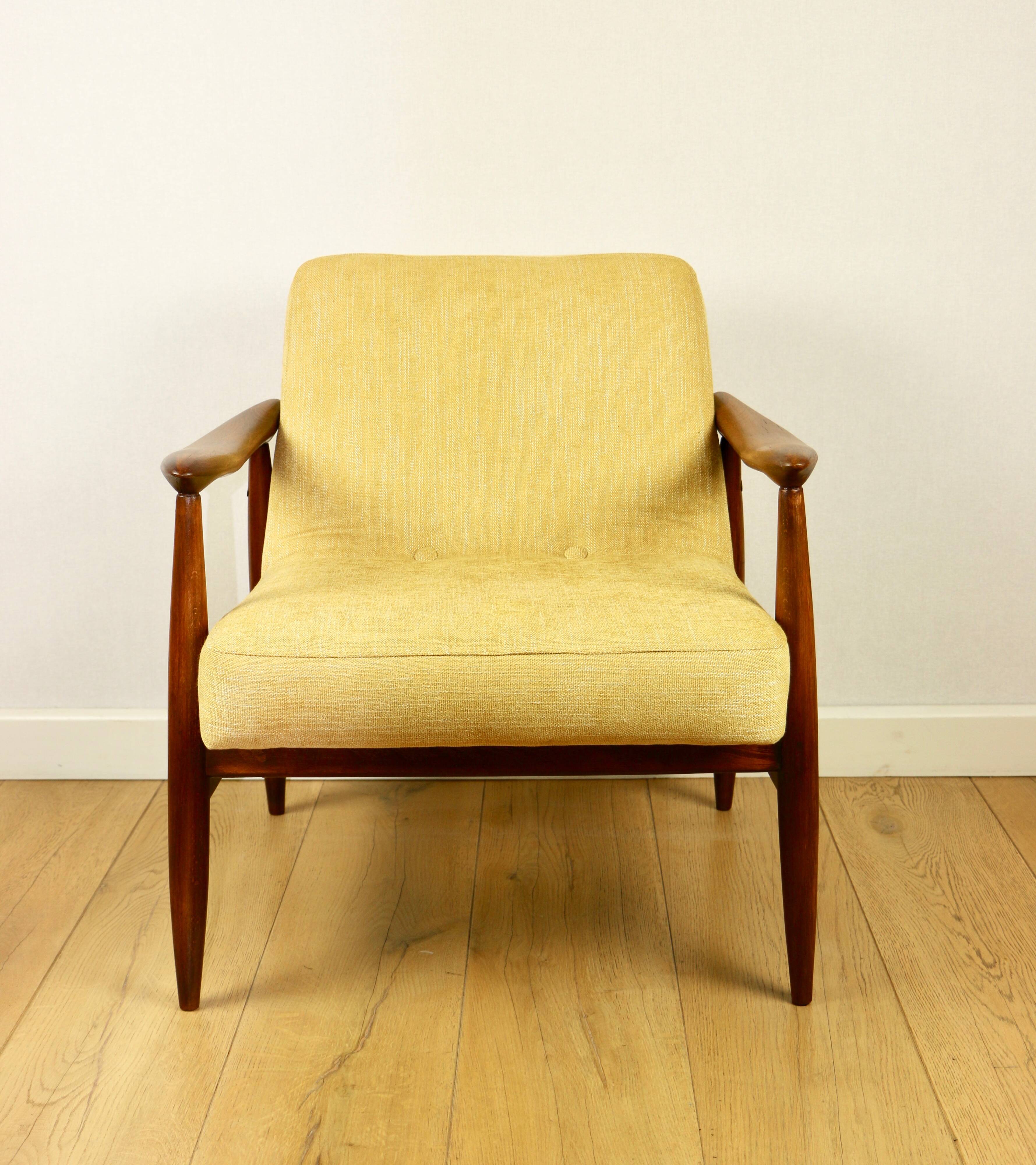 Light Yellow GFM63 Lounge Chair by J. Kedziorek, 1970s