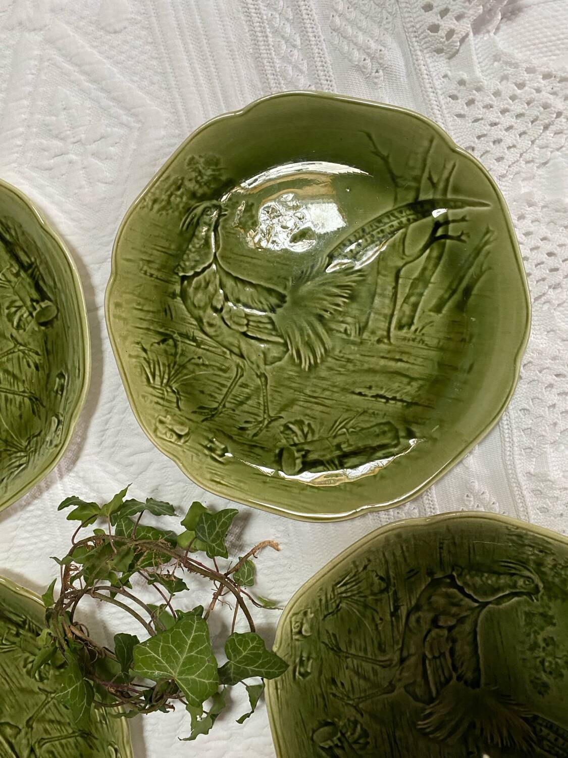 Set of 5 Choisy le Roi 19th century majoline plates