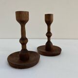 Paire de bougeoirs en bois