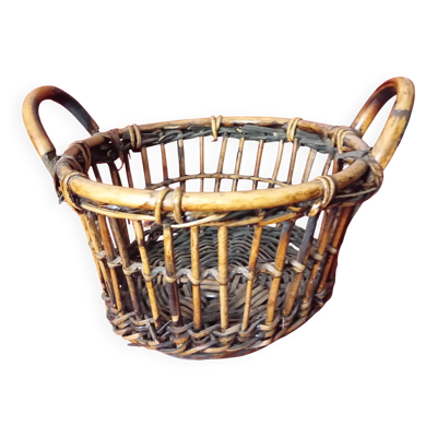 Panier rond ancien en osier