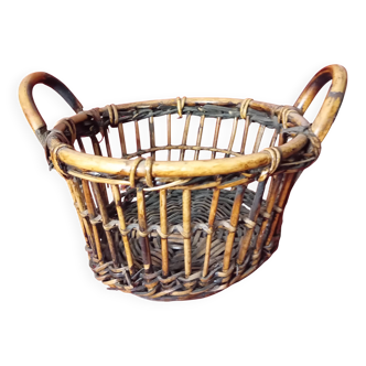 Panier rond ancien en osier