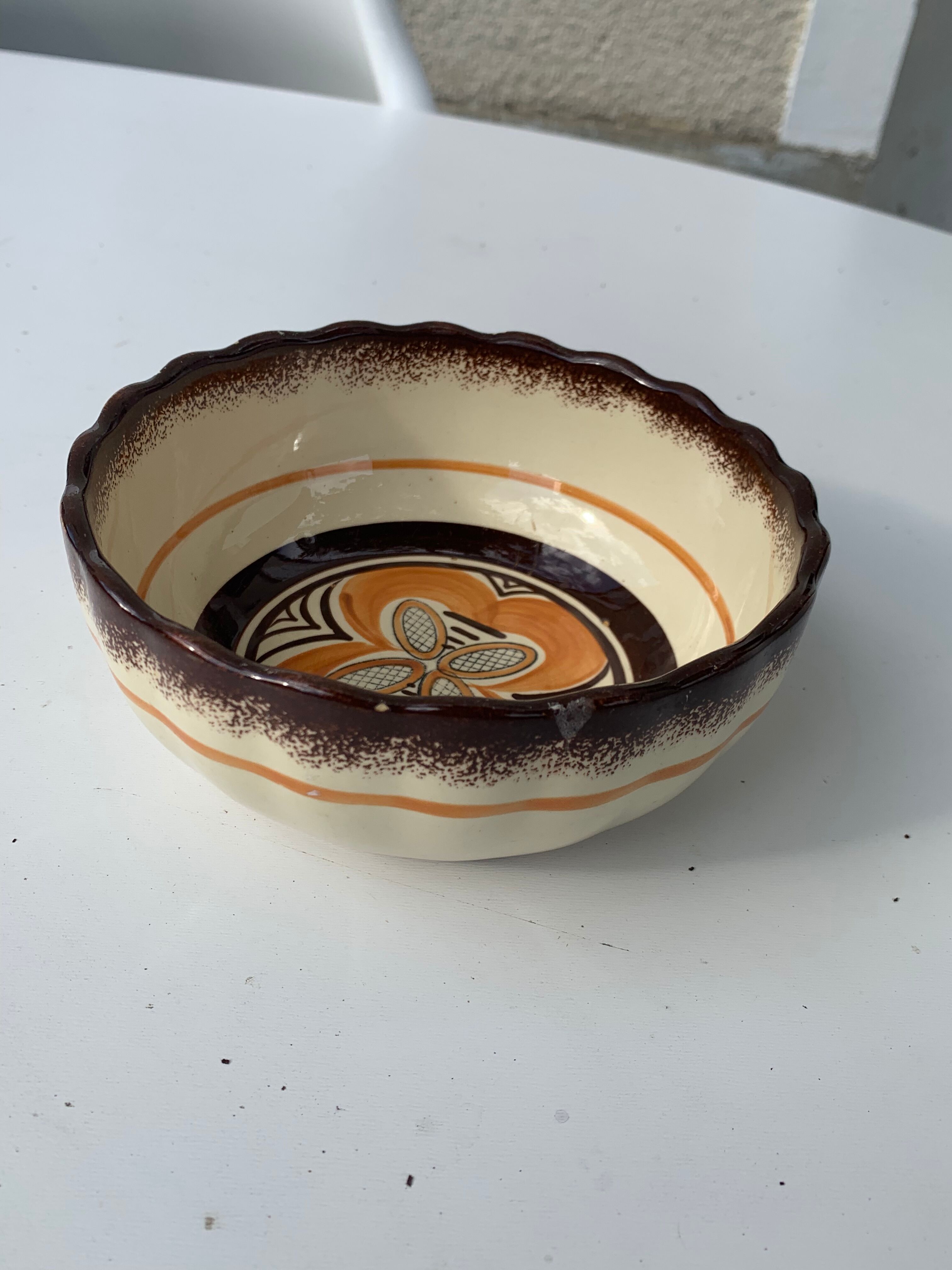 4 nesting salad bowls in enameled ceramic mbfa pont l abbé decorated vintage hand