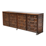 Spanish Brutalist Sideboard With Geometric Patterns, 1940s