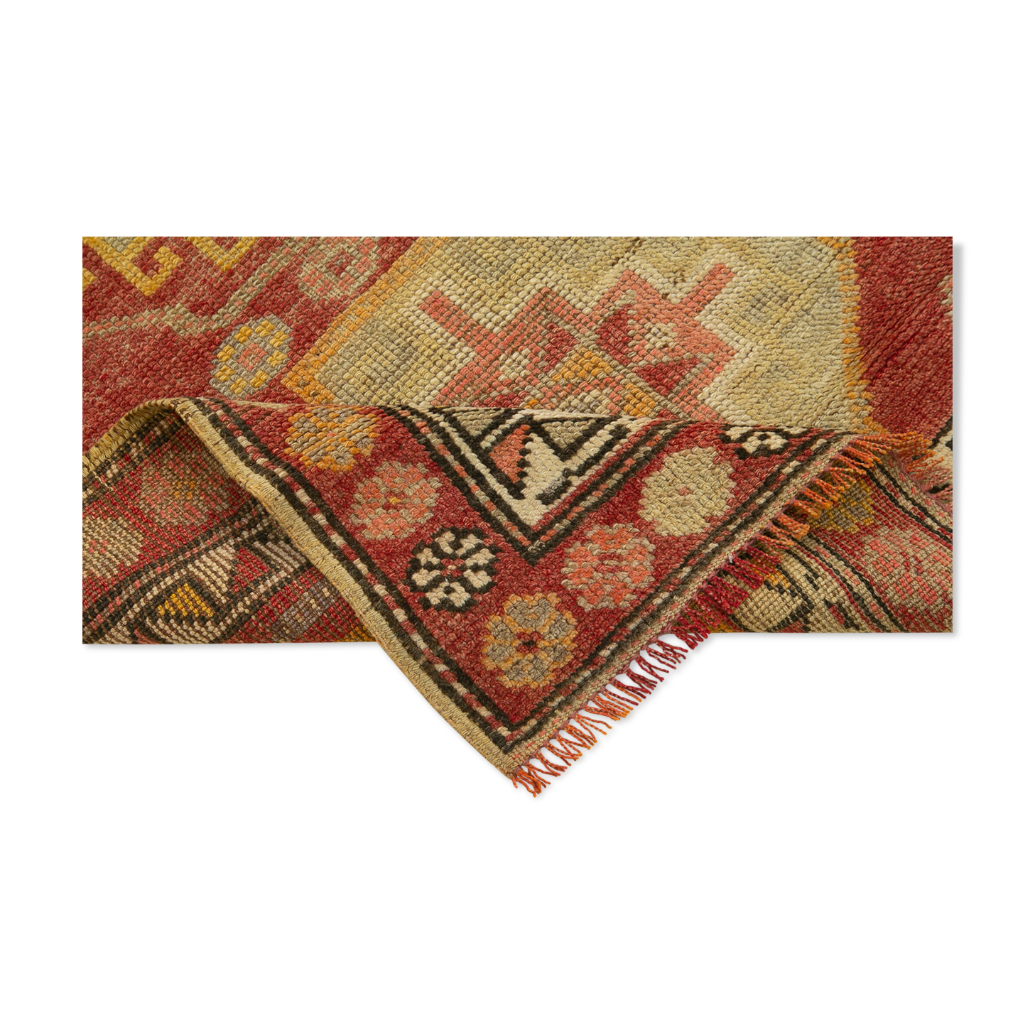 Handwoven vintage anatolian red runner carpet 89 cm x 384 cm