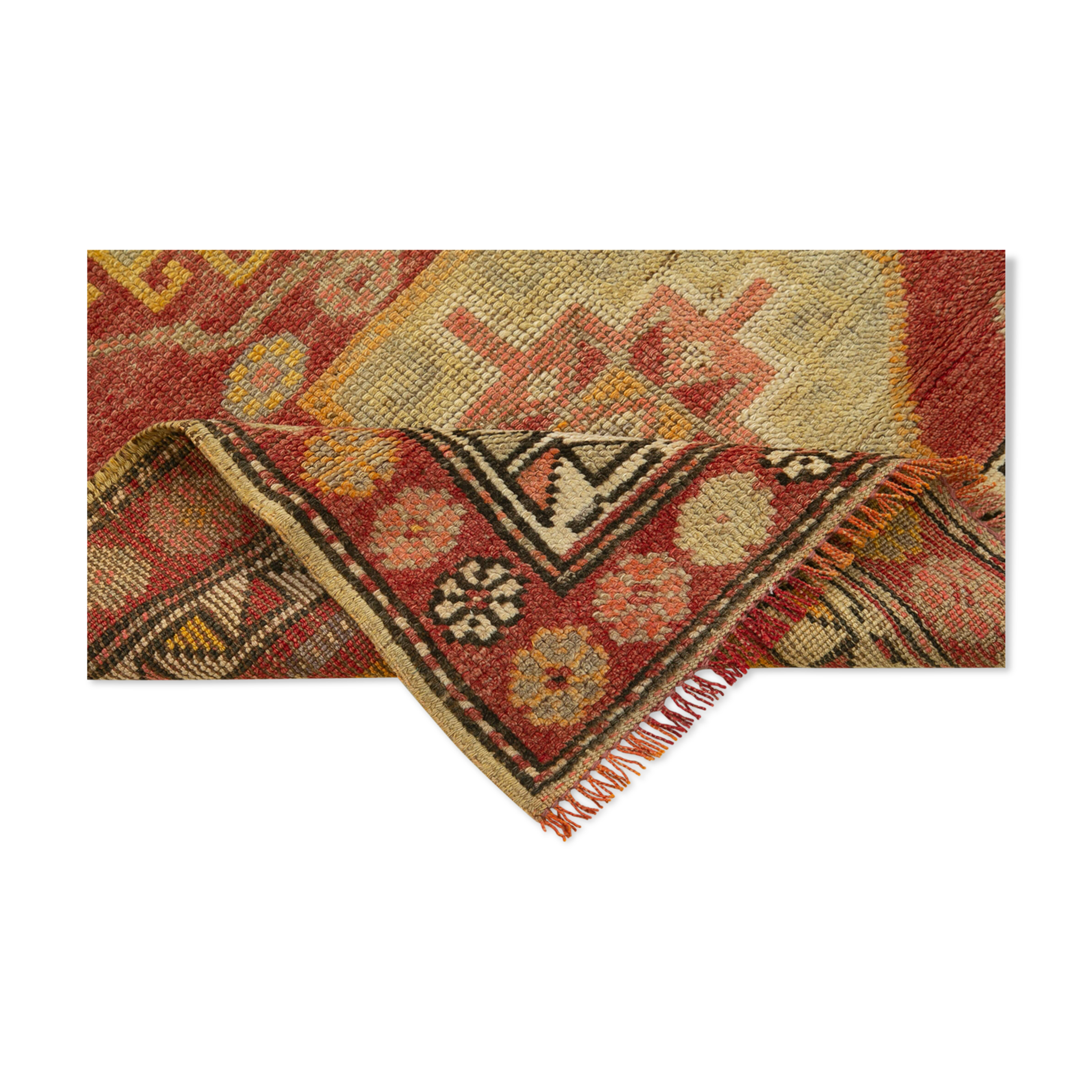 Handwoven vintage anatolian red runner carpet 89 cm x 384 cm