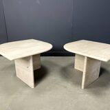 Pair of vintage travertine coffee tables or side tables, 1970s