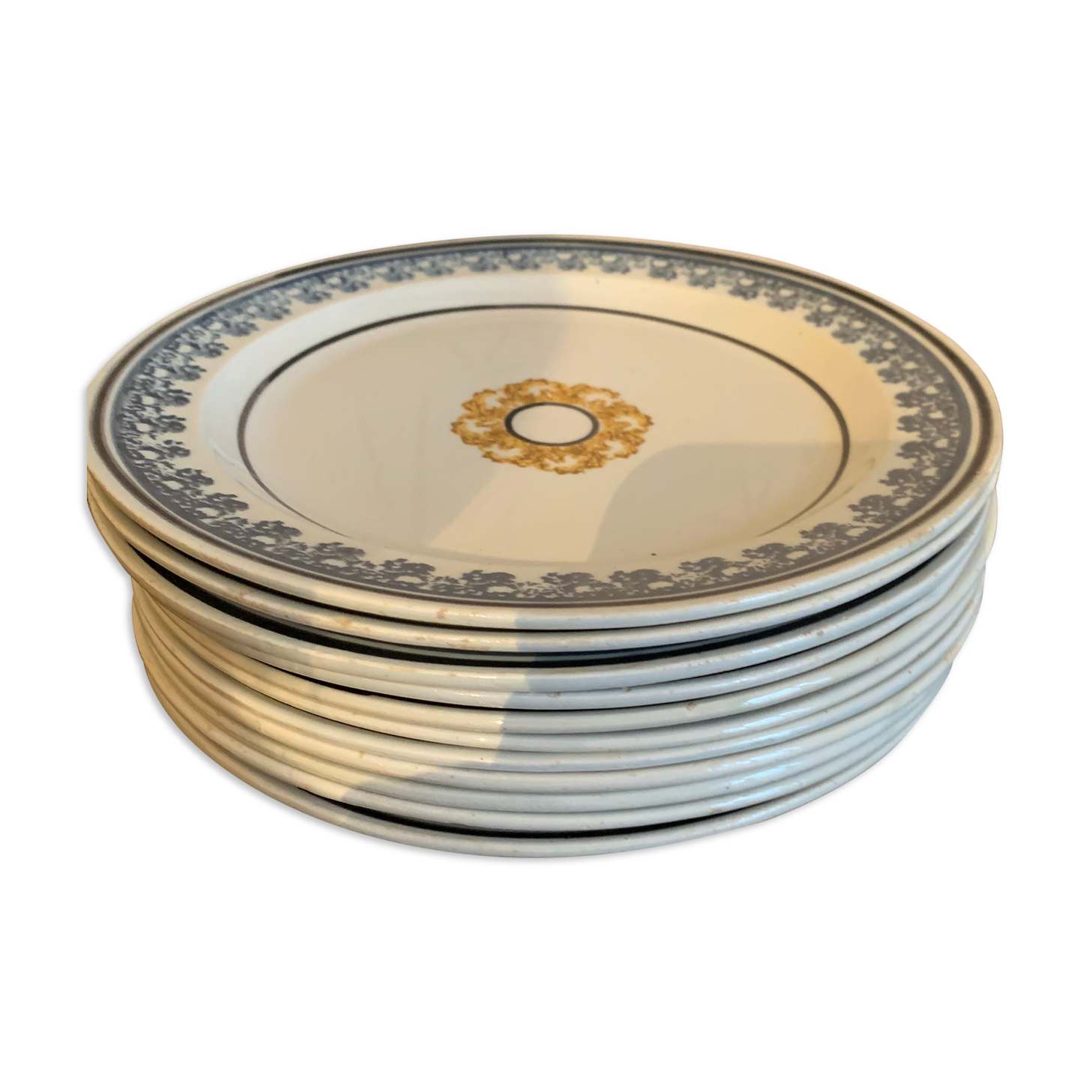 Set of antique earthenware plates