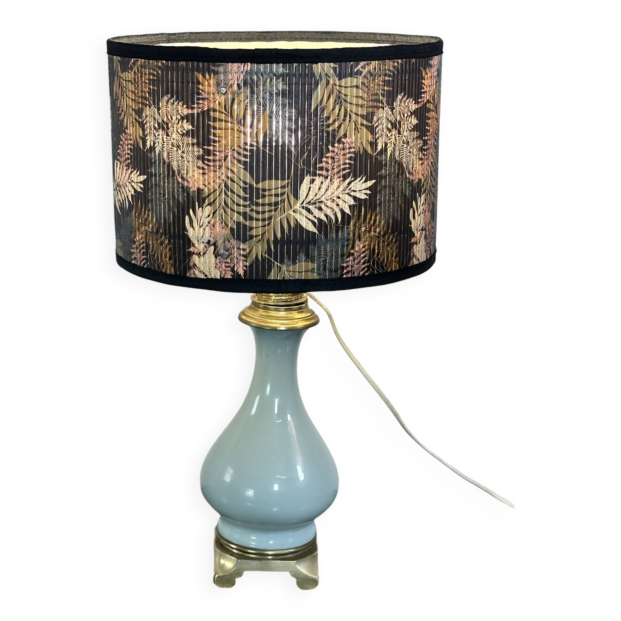Lampe époque Napoléon III vert céladon et bronze