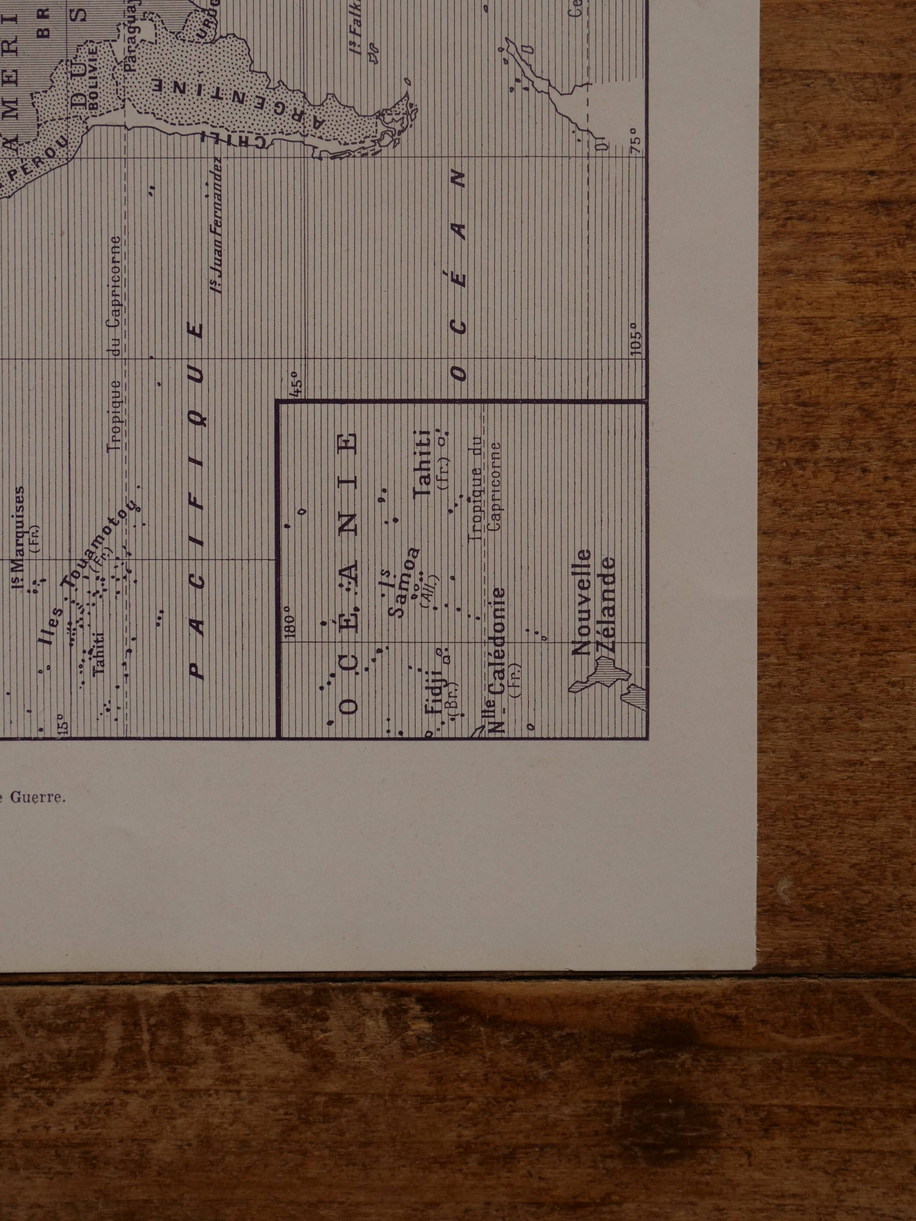 Original lithograph on the first world war (troops + map)