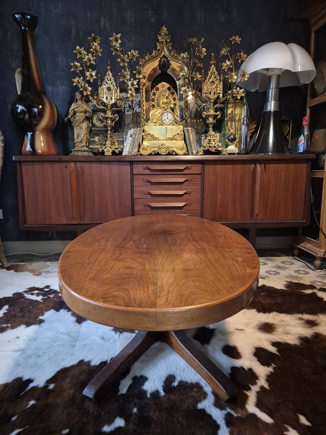 Baumann oval coffee table in teak 1950s vintage