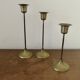 Set of 3 Scandinavian, modernist, brass candlesticks, 1960s-70s