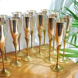 6 verres à champagne en laiton
