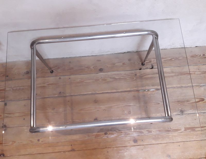 Desk table 120x76cm chrome metal and glass