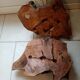 Pair of vintage brutalist wood wall lamp