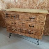 Commode vintage en rotin