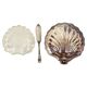Vintage Scallop Shell Butter Dish Knife Silver Plated Metal Queen Anne