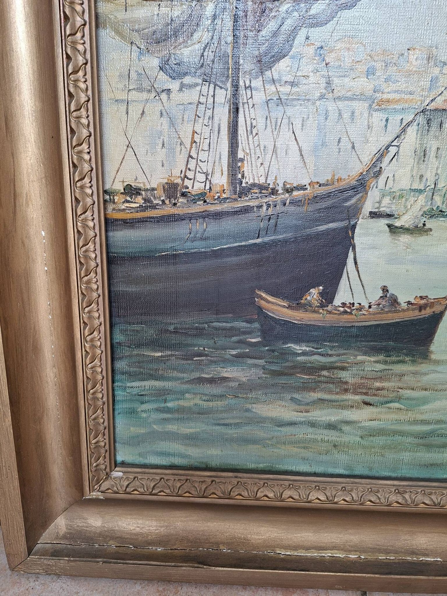 Peinture marine xixe sur toile signée J Alberti