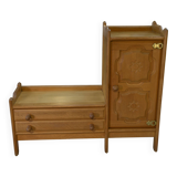 Oak entrance cabinet by Guillerme and Chambron 1960