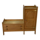 Oak entrance cabinet by Guillerme and Chambron 1960