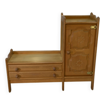 Oak entrance cabinet by Guillerme and Chambron 1960