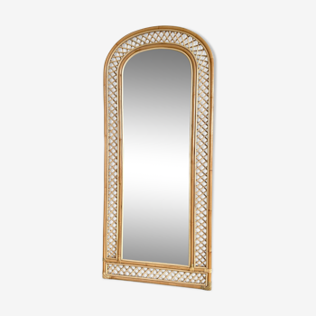 Rattan foot mirror with braces H:1m80