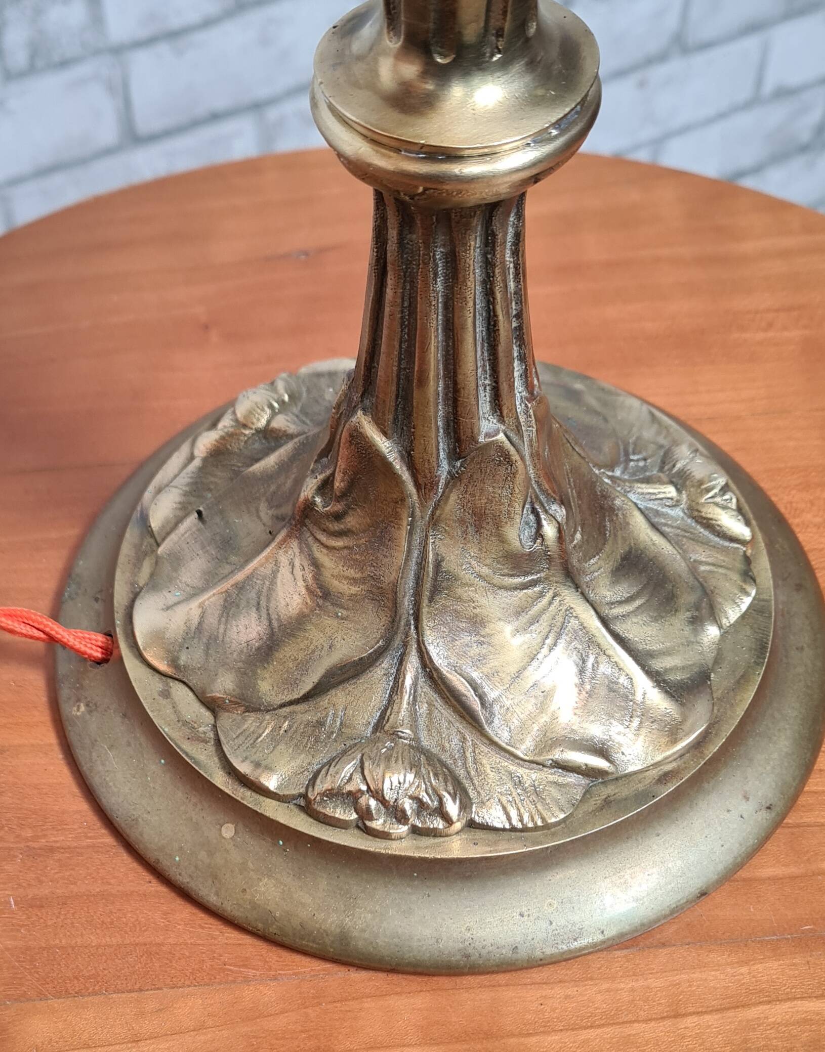Large solid bronze art nouveau lamp 1900, tiffany lampshade 55x30 inter with zipper